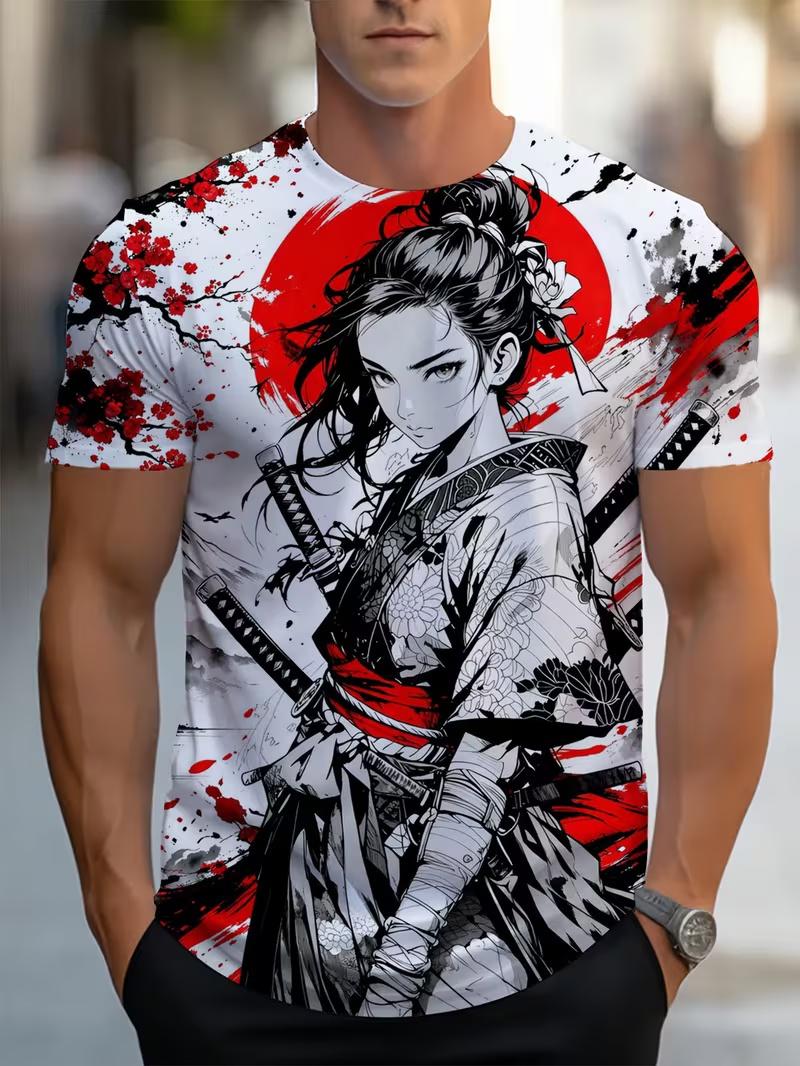

Men s Retro 3D Graphic Print T-Shirt - Perfect for Daily Wear and Vacation XL