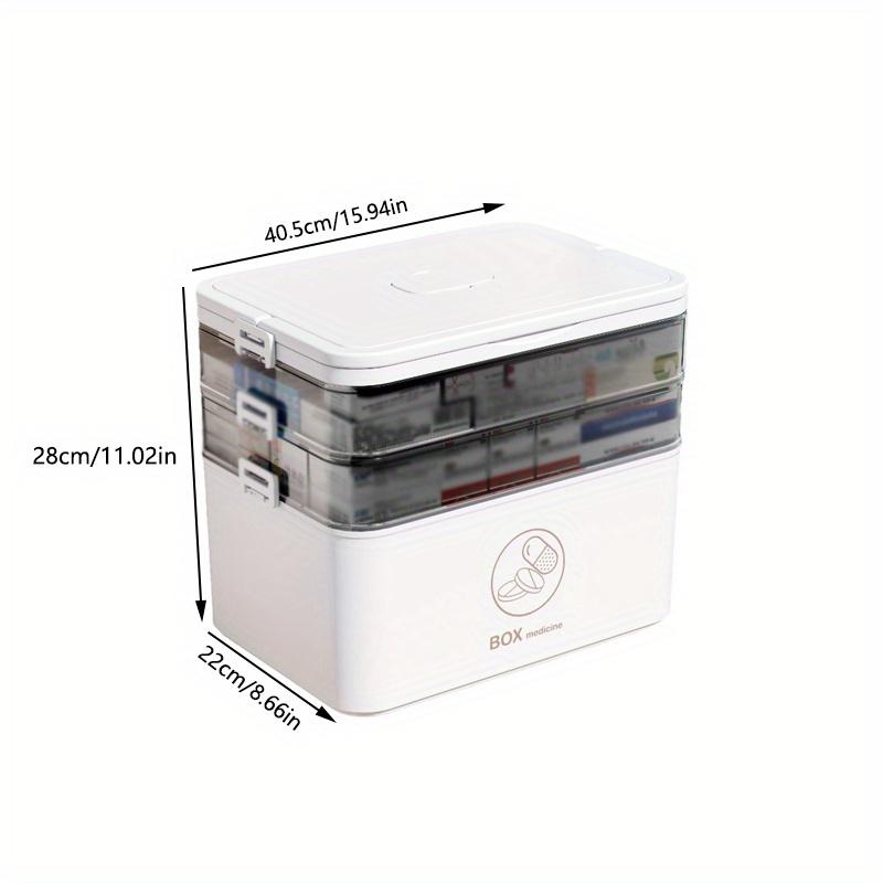 1 Stück 3-lagige Facheinteilung Tragbare Medikamentenbox mit Griff und Schnallenverschluss, Medikamentenaufbewahrungsbox mit großem Fassungsvermögen, Notfallmedikamentenbox für zu Hause.