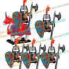 N501U-504U Medieval Castle Knight Building Blocks Figures Four Side UV Printing King Warhorse Weapons Accessories Toys Kid Gifts