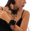 Gothic Dark Black Lace Collar Halloween Rose Flower Fringed Choker Necklace