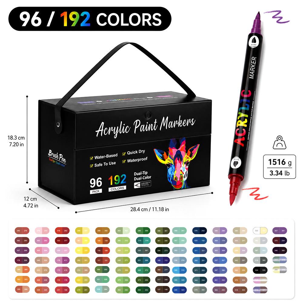 Cross Double-Headed Dual-Color Acrylic Marker Set - 168 Soft Tip Watercolor Art Pens