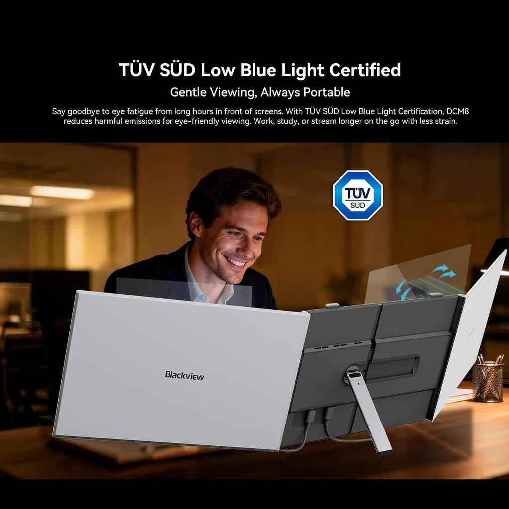 Blackview DCM8 15.3" Dual Portable Monitor — Ultra-Thin 4.6mm, 1.2kg, TÜV Low Blue Light