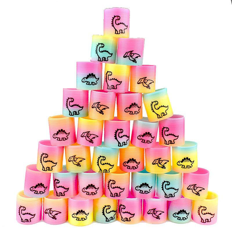 Mini Smiley Face Rainbow Stacking Rings - 3.2x3.5CM Elastic Band Nostalgic Toy