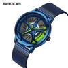 Classic Men's Quartz Watch - Car Wheel Style, Steel Band, Trendy & Casual