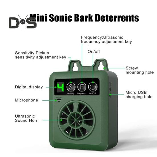 Ultrazvukové zařízení proti štěkání pro psy Dobíjecí skříňka s ovladačem štěkání Zarážka proti štěkání psů pro vnitřní venkovní použití