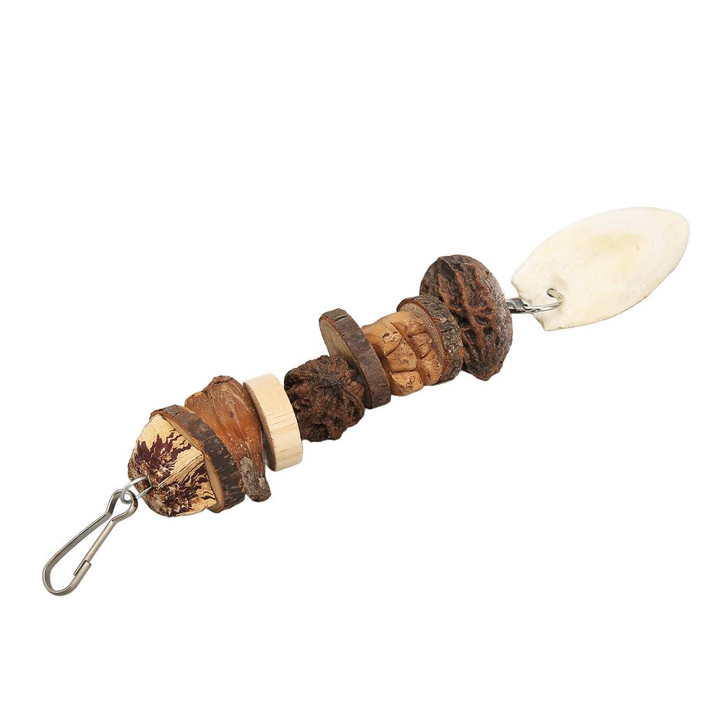 Bird Chew Toys Grinding Mouth Cuttlefish Bone Nuts Logs Hanging Parrot Chew Toy for Parrot Cage