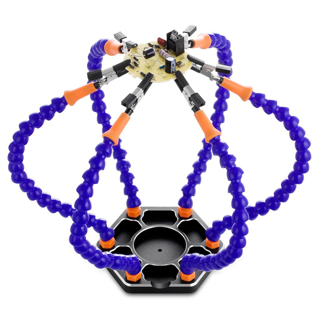 6 Flexibla Armar Lödning Tredje Hand PCB Hållare Ställ Hjälpklämma Lödhjälpverktyg