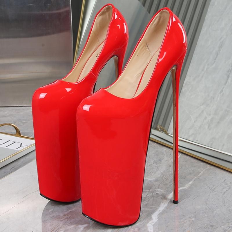 22cm Platform Super Stiletto High Heels Pumps Sexy Patent Leather Red Pink Extreme Heeled Party Fetish Wedding Shoes Big Size 50
