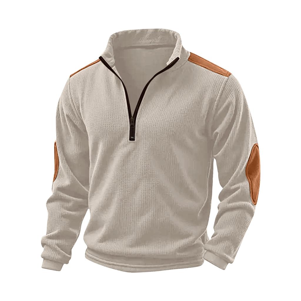 Men's Colorblock Half Zip Stand Collar Sweatshirt Men's Sports Large Size Casual Stand Collar Sweatshirt