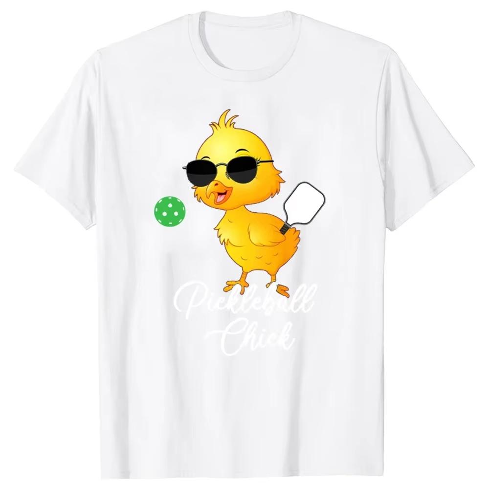 Summer Unisexs Fun Letter Chicken Print Round Neck Tshirt Street Neutral 100 Pure Cotton Soft Breathable Short Sleeved Shirt