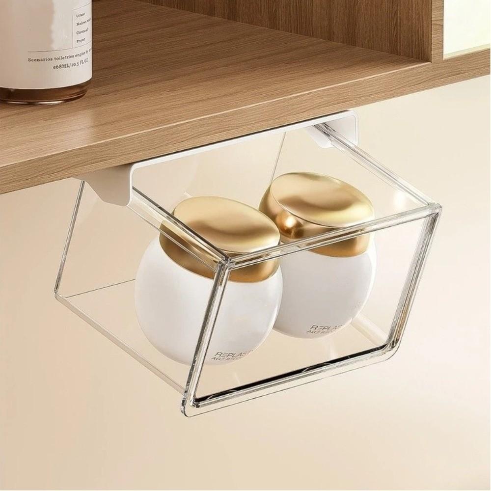 Transparente Ausziehbare Aufbewahrungsschublade Ohne Bohren Montage Wandmontierte Aufbewahrungsbox Unter Dem Spiegelschrank