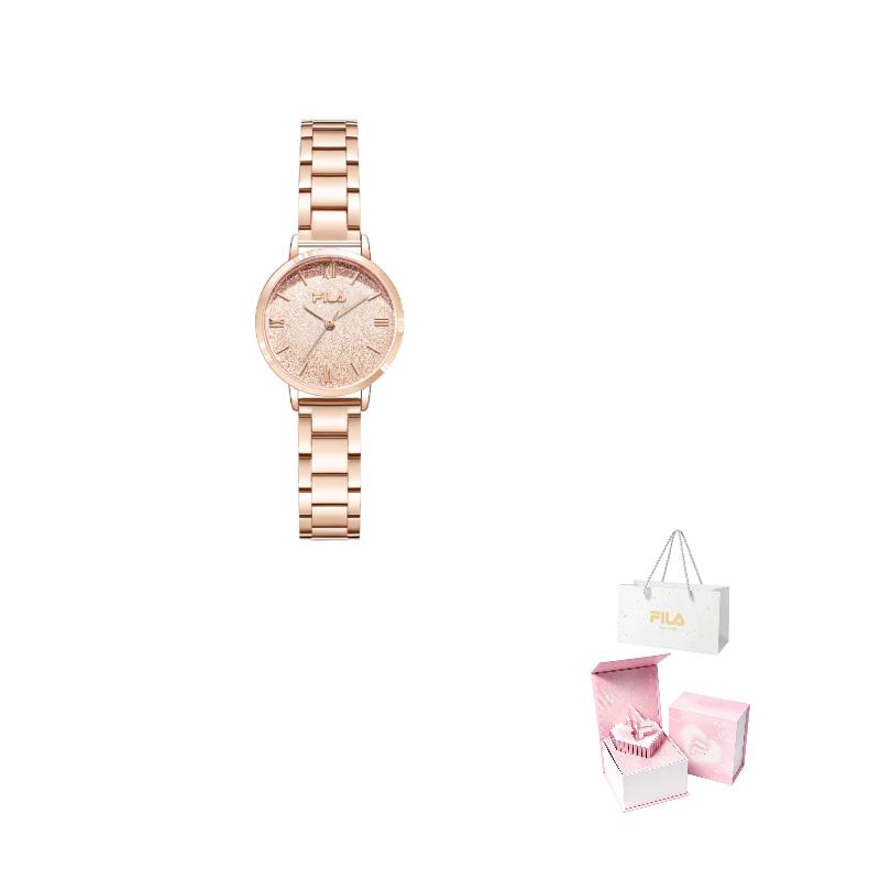 FILA Brilliant Star Series Watch Quartz Movement Steel Strap Pink Dial Romantic Set Women watches FLL38-6648