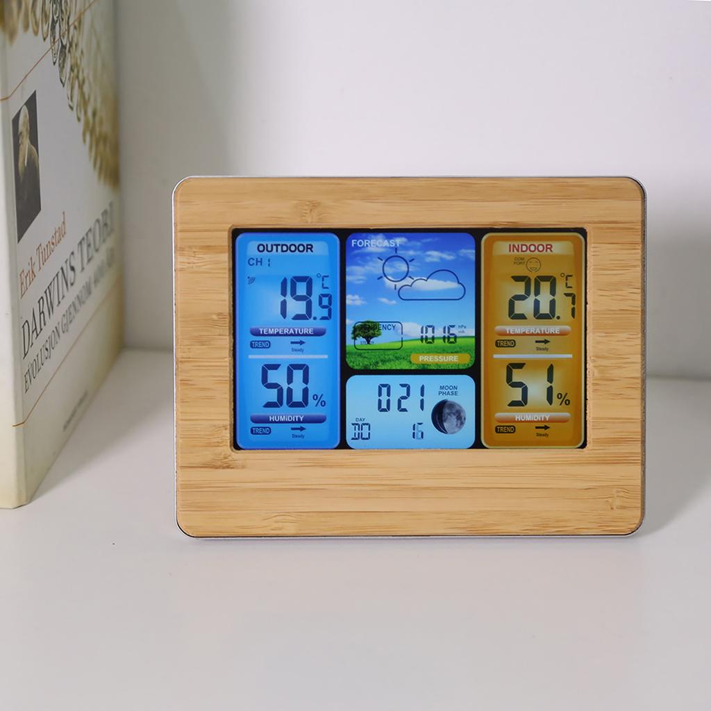 LCD Digital Wireless Weather Station Clock Thermometer Indoor&Outdoor Humidity