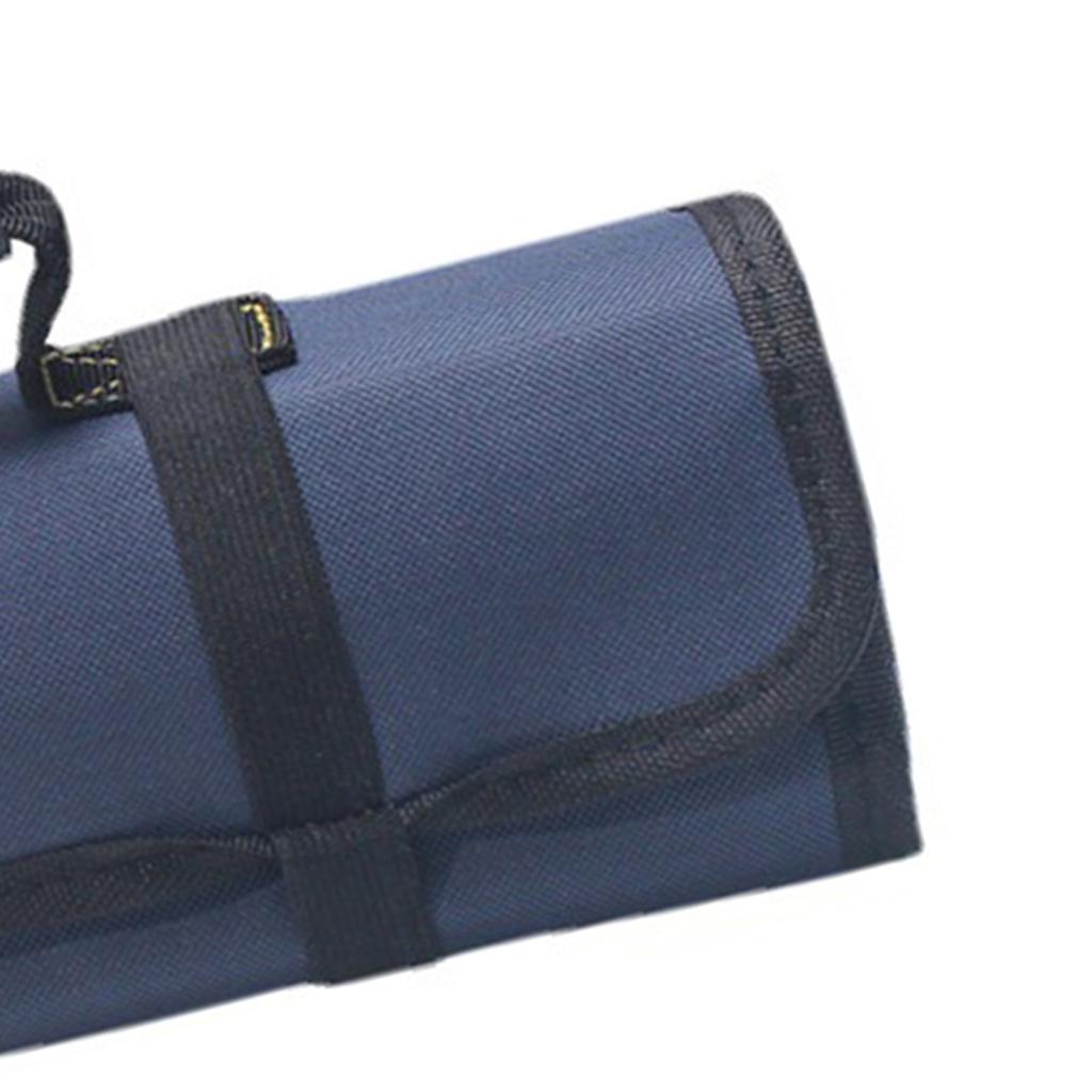Roll Up Tool Bag Oxford Cloth Multi Pocket Thickened Handle Zipper Tool Bag for Electrician Red