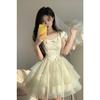 Large size summer bow jacquard fairy temperament fashion dress women's clothing on the run princess puffy skirt