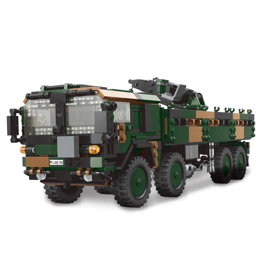 DIY Germany Military Series HX-8 Elefant Tractor PZH2000 Cannon Leopard Tank Lars-2 Rocket Launcher Building Blocks Bricks
