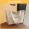 Nylon Student Tote Bag With Embroidered Letter Design For Casual Daily Use