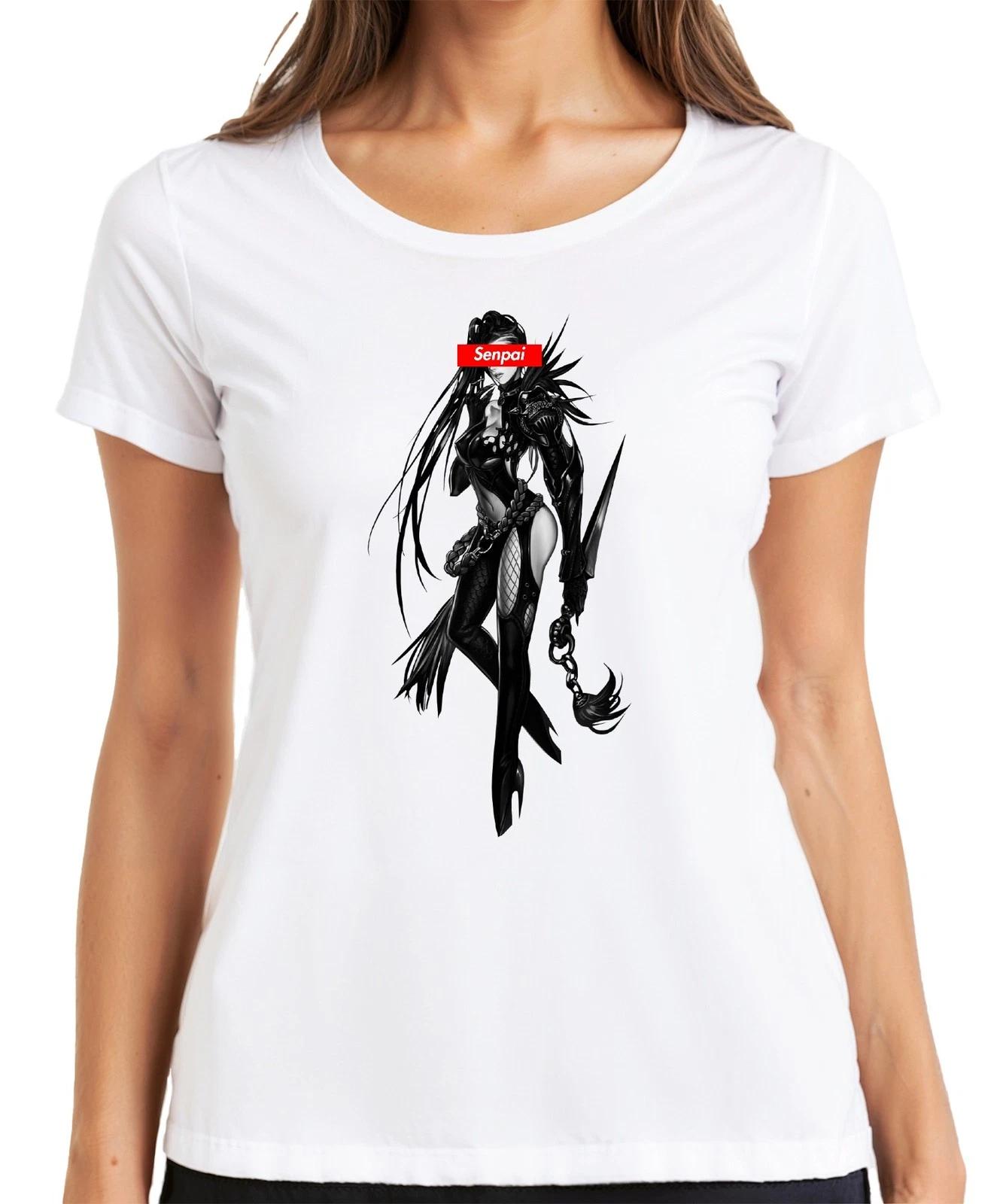 Senpai Anime Gothic Waifu Kämpferin Dunkle Fantasy Manga Otaku Damen T-Shirt XL