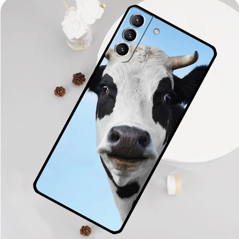 Funny Cow Face Phone Case For Samsung Galaxy S25 S26 Ultra S20 S21 S22 S23 S24 Plus S10 S25 FE Funda Cover