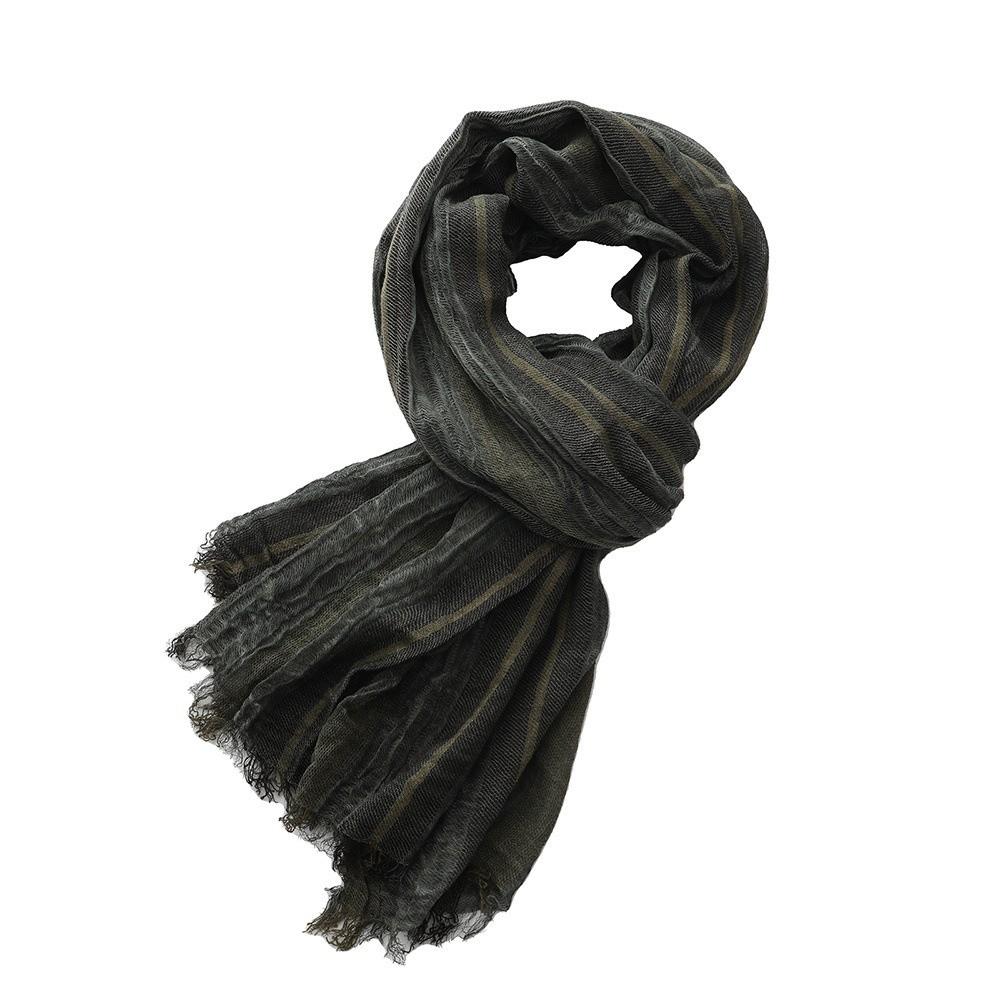 Breathable Cotton Linen Neckerchie Short Tassel Unisex Scarf Soft Striped Scarf Office