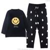 Women's Soft Black Smiling Face Pajamas Casual Couple Home Clothes Autumn and Winter New Style