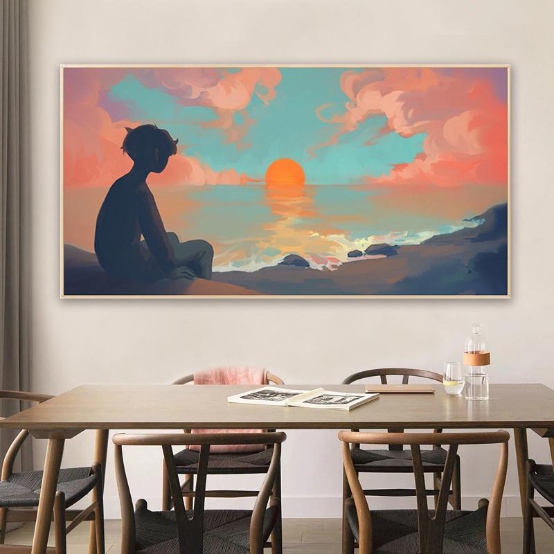 

Морской закат Художественная концепция Скандинавский минималистский холст Плакаты Художественная печать Картина для гостиной Домашний декор Картины без рамки 20*40cm No Frame