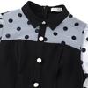 Elegant Long Sleeve Dresses 2026 Polka Dot Printed Buttons Sheath Package Hips Mid Calf Dress