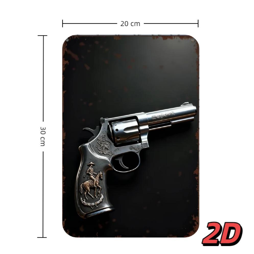 

Western Revolver Metal Tin Sign Vintage Wall Art for Man Cave Bar Home Decor 20x30cm（7.8x11.8inch）