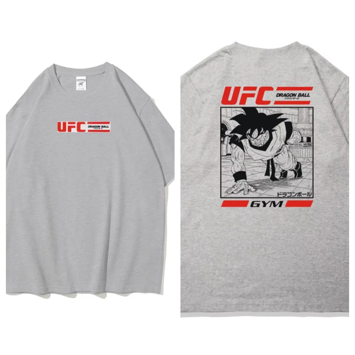 

Dragon Ball Animation Sun Wukong Joint UFC Men s and Women s Retro High Quality Cotton Crew Neck Printed T-Shirt Trend Ins Top XXXL чорний