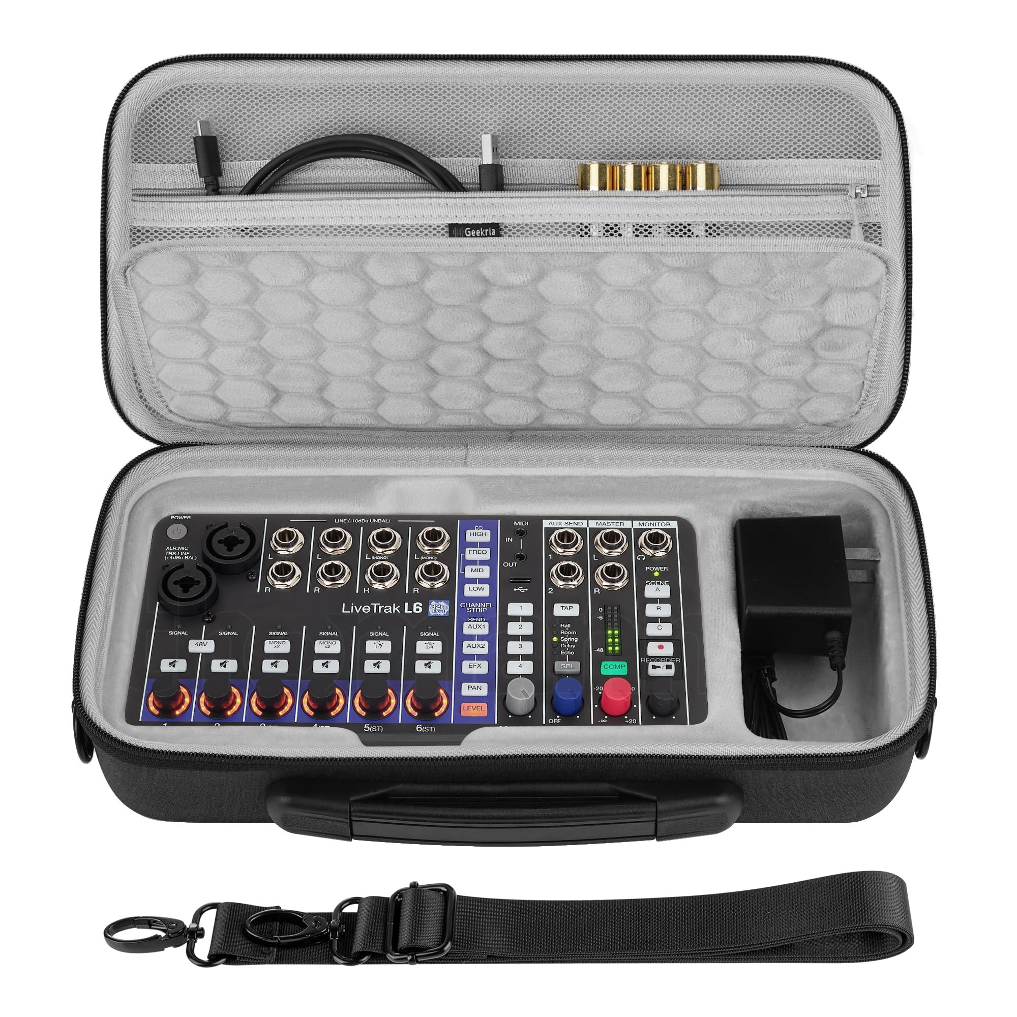 

Geekria Audio Interface Carrying Case Compatible with Zoom LiveTrak Digital EVA Hardshell Portable Travel Bag L6/L6 Mixer, (Dark Gray)