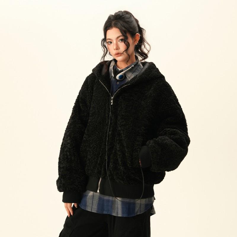 Unisex Thick Winter Cotton Jacket With Detachable Fur Collar Short Loose Fit Hooded Coat Students Couples