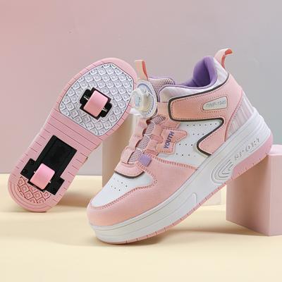 31-42 Scarpe Pattini a Rotelle da Ragazzo Scarpe Piatti Rimovibili Pattini a Rotelle da Ragazza Sneakers per bambini