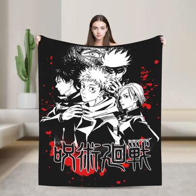 Jujutsu Kaisen Yuuji Satoru Wool Blankets Anime Manga Vintage Throw Blanket for Home Hotel Sofa  125*100cm Quilt,