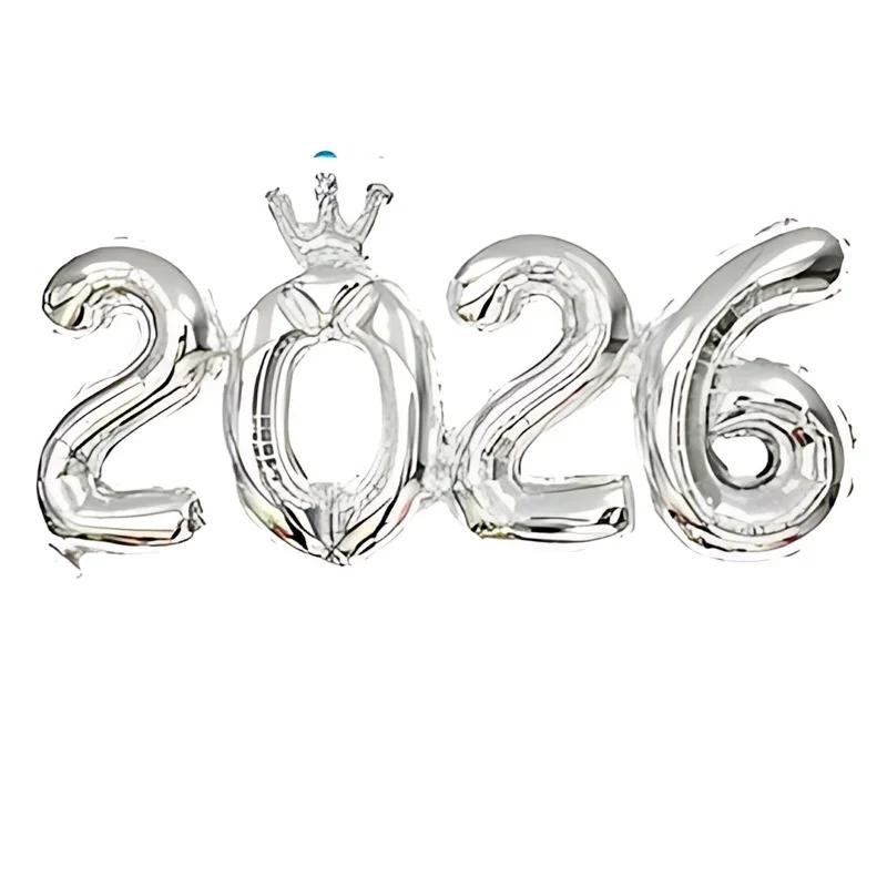 Crown Number Foil Balloons Happy New Year Eve Party Decoration Photo Booth Props Supplies Christmas Home Decor Navidad 2026