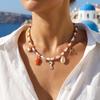 Boho Starfish Shell Ceramic Fish Pendant Necklaces For Women Colorful Irregular Stone Baroque Pearl Choker Beach Party Jewelry