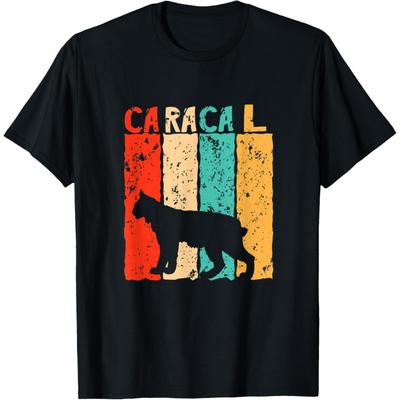 Karakal Zachód Słońca Ryś Dziki Retro Vintage Kot Karakal Koszulka