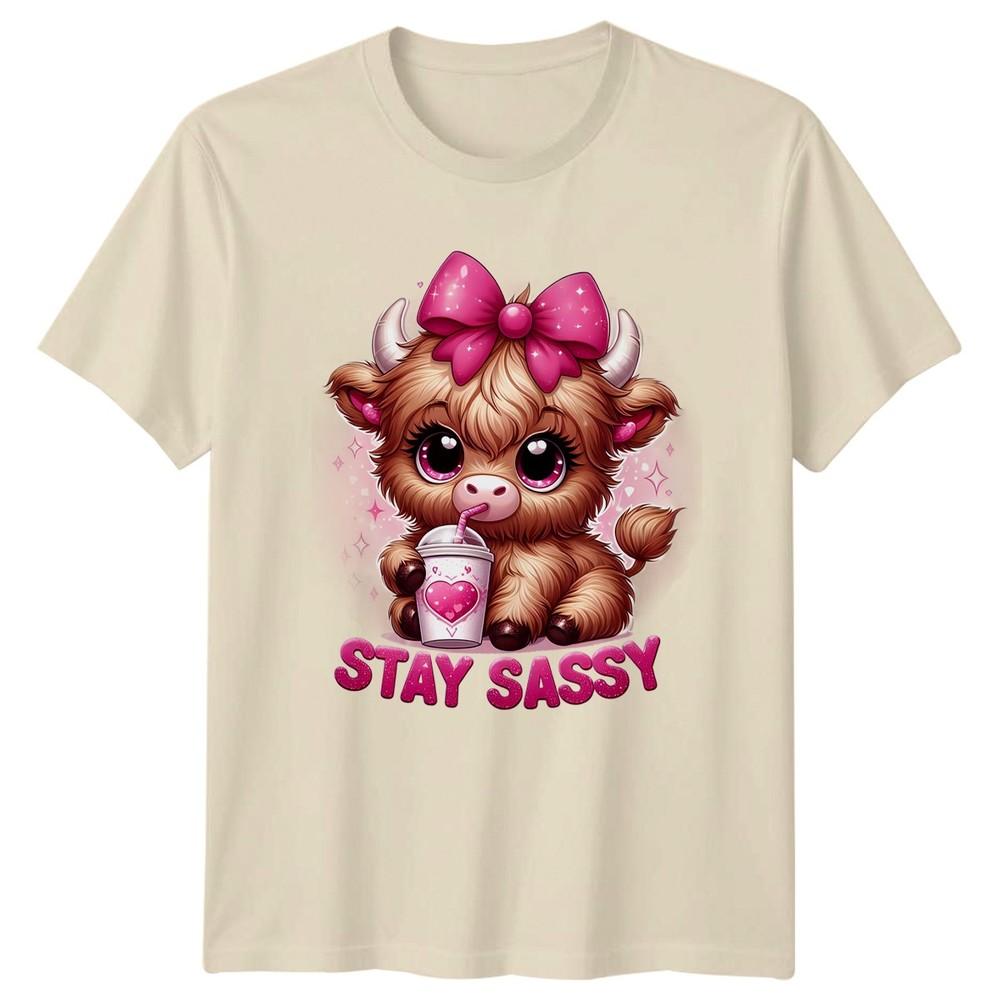 Stay Sassy Unisexs TShirt Kawaii Highland Cow Cattle