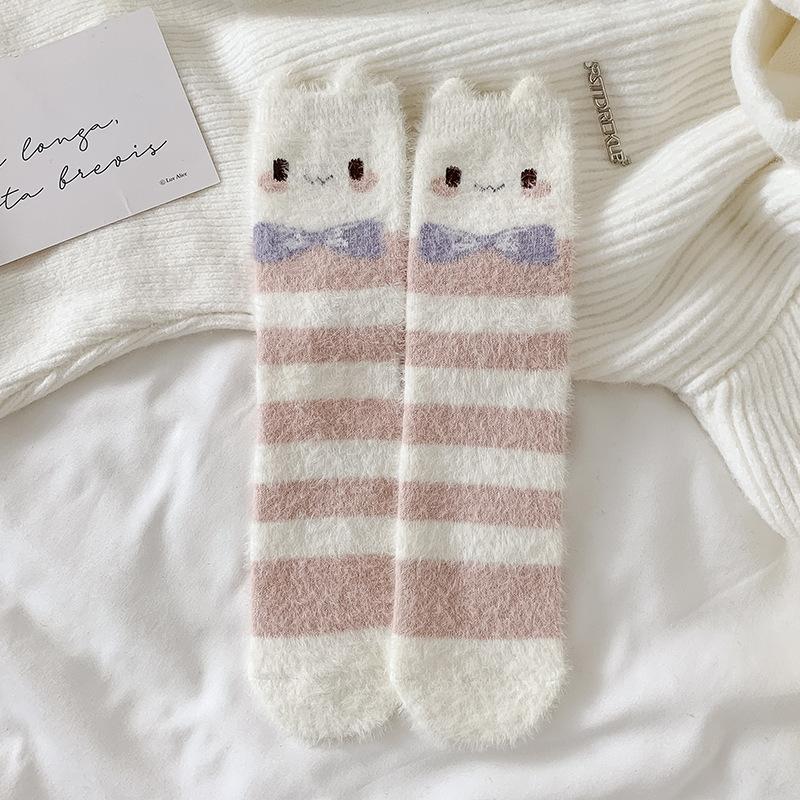 Socks women's medium tube socks mink fleece thickened thermal floor socks sleeping socks coral fleece socks socks industry