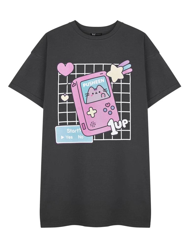 Pusheen Short Sleeved TShirt Dress womens Charcoal Official Merch M