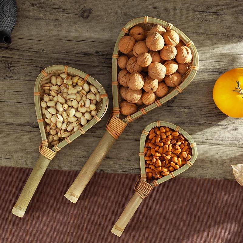 Produse Pure Naturale din Bambus Verde Ustensile de Bucătărie Strecurătoare de Orez Împletită Manual Lingură de Supă Tăiței Gospodărie Lingură de Scurgere
