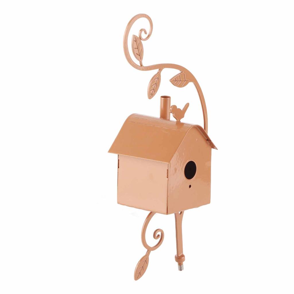 Vogelhaus aus Metall mit Stange, Metallkunst, Cottage-Vogelhaus, Pfähle, Kolibri-Haus, Distressed Metal