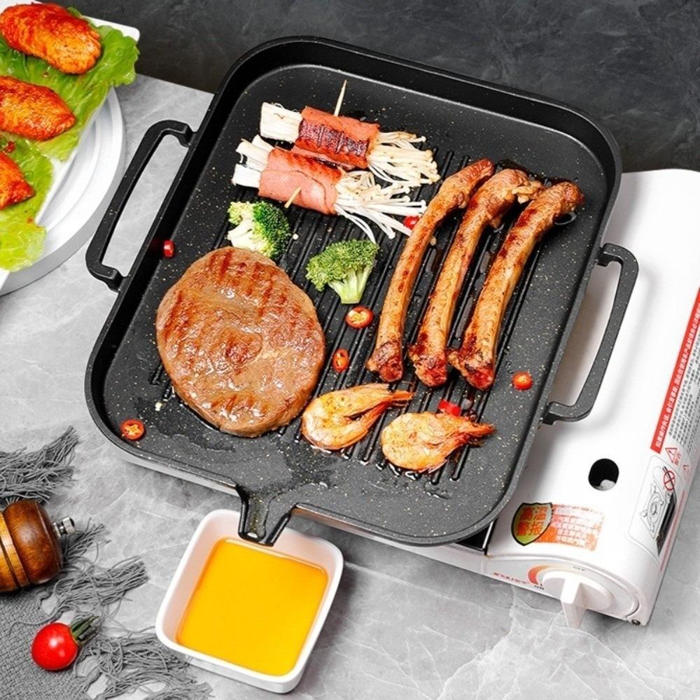 Non Stick BBQ Grill Pan Skillet Portable Camping Barbecue Pan  Induction Cooker