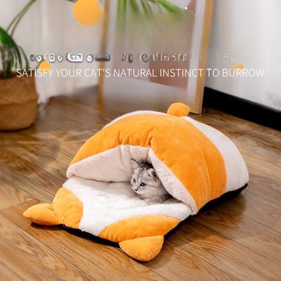 Kattsovpåse Varm på vintern Halvstängd Katthängmatta Sovmatta Hundbur Bur Fyrsäsongs Universell Husdjursbur