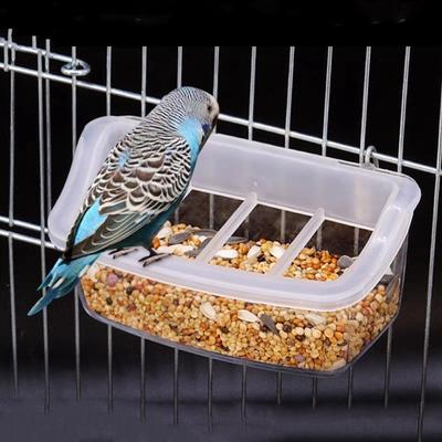 Plastic Parrot Feeder Drinker Transparent Pigeons Cage Feeder Bird Food Box  For Cage