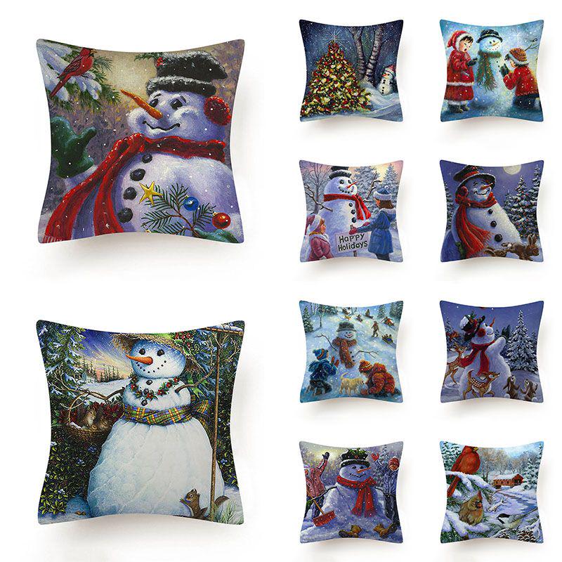 Stylish And Unique Christmas Snowman Pillow Case Perfect For Holiday Home Decor
