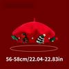 Lady's Red Christmas Beret with 3D Christmas Tree Decoration - Elastic Drawstring Closure, Lightweight