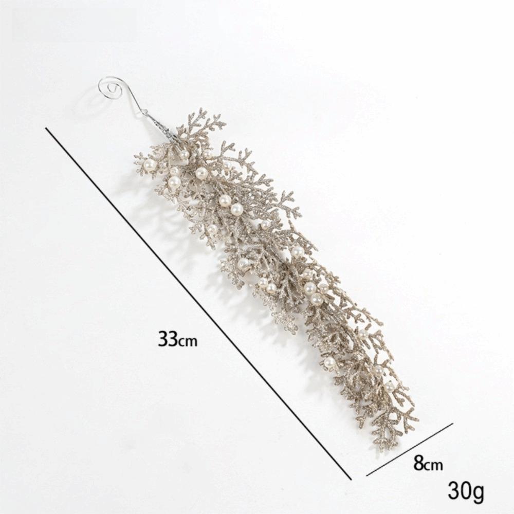 Handmade Glitter Branches Christmas Tree Pendant DIY Realistic Christmas Cypress Leaf Christmas Ornament New Year Decor