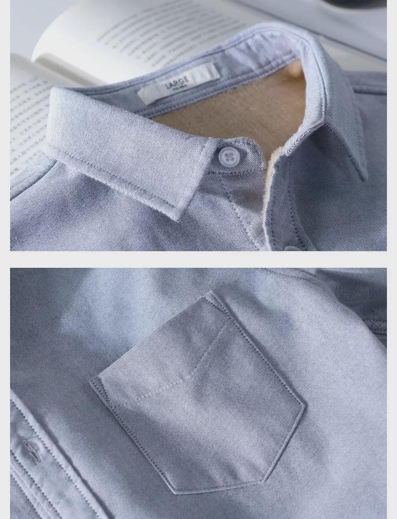 Pánská hřejivá sametová košile s dlouhým rukávem na podzim a zimu (Styl 9307)