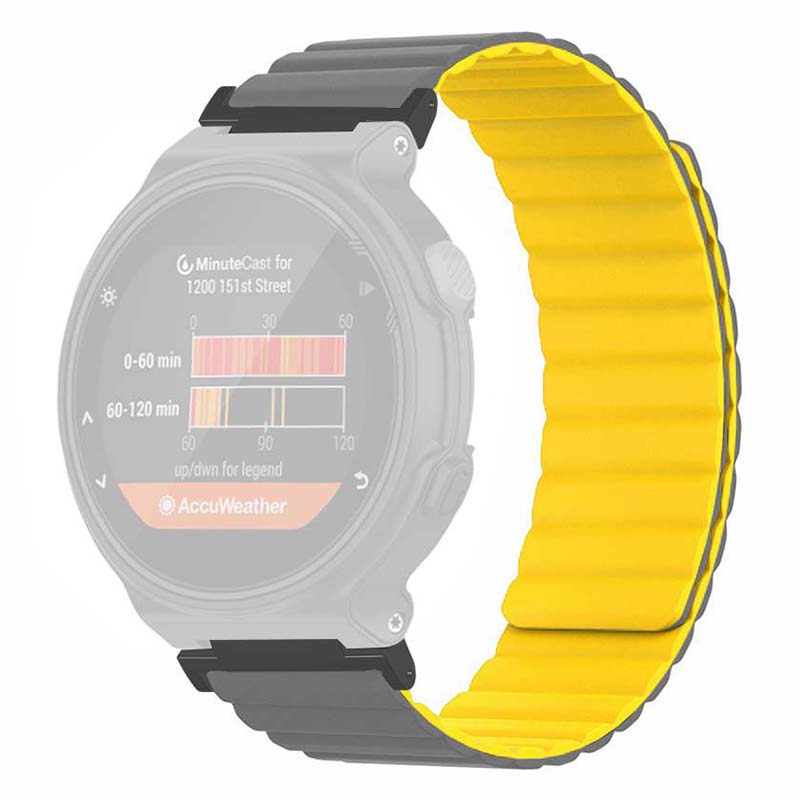 

For Garmin Forerunner 220/230/235/735XT/620/63 Silicone Strap Magnetic Smartwatch Bands Grey Yellow