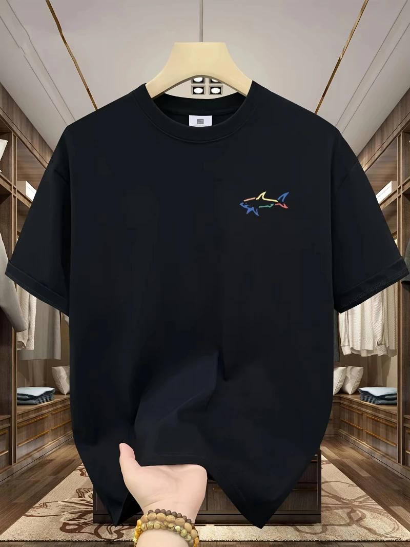 

Новая летняя хлопковая унисекс модная повседневная свободная футболка большого размера с принтом акулы, спортивная футболка с круглым вырезом и короткими рукавами 4XL